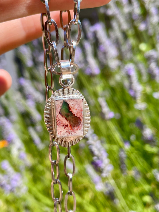 Mexican Fire Opal inlay Pendant 4