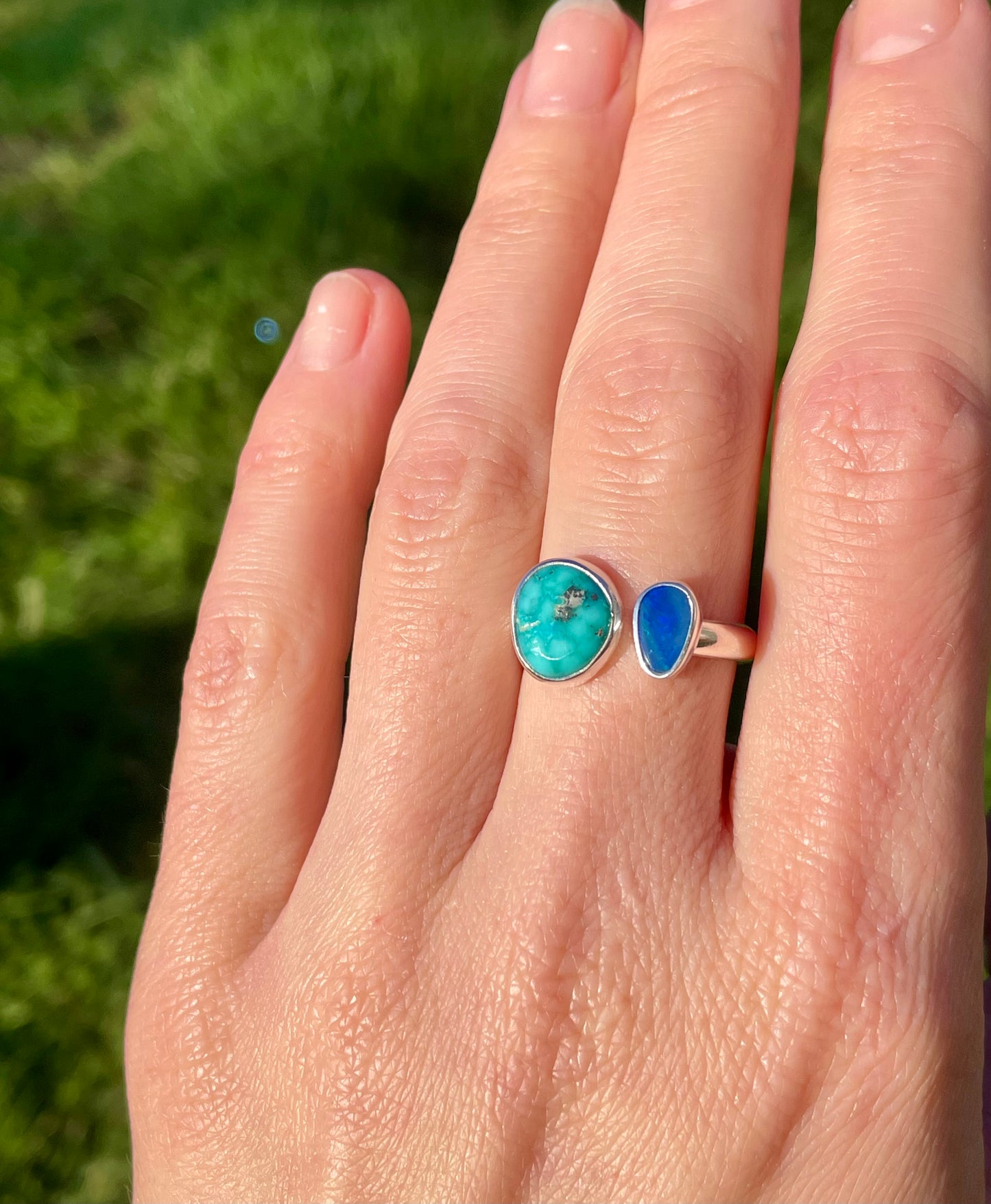 4 Turquoise and Opal split ring size 8-9