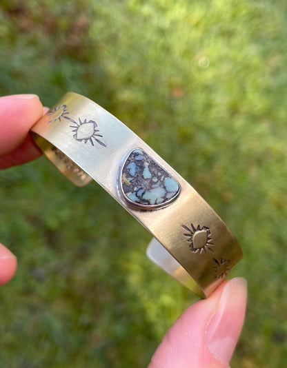 Wide Variscite Brass Cuff 4