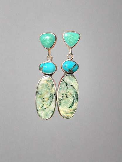 Turquoise and Mariposite stud Earrings