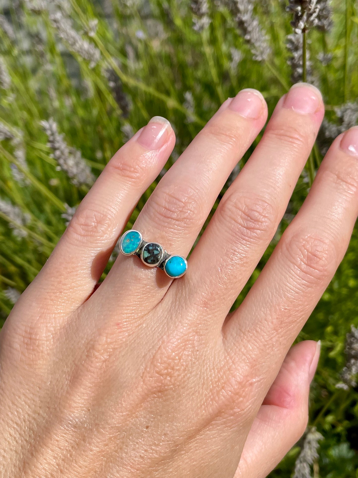 Turquoise and Opal collectors ring size 7