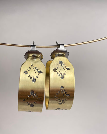 Hand stamped Brass Hoops 4