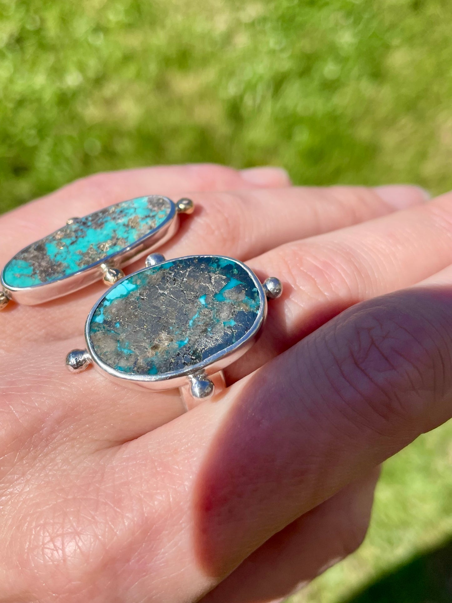 Turquoise compass Ring Size 8.5