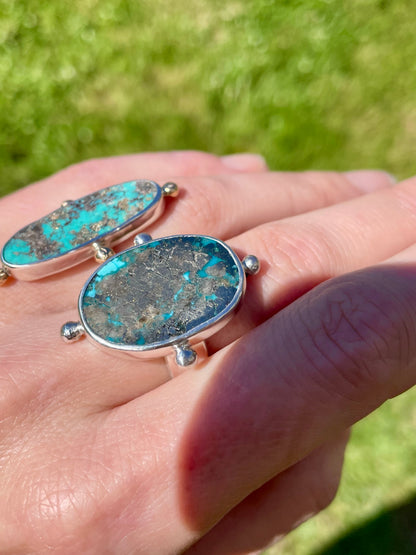 Turquoise compass Ring Size 8.5