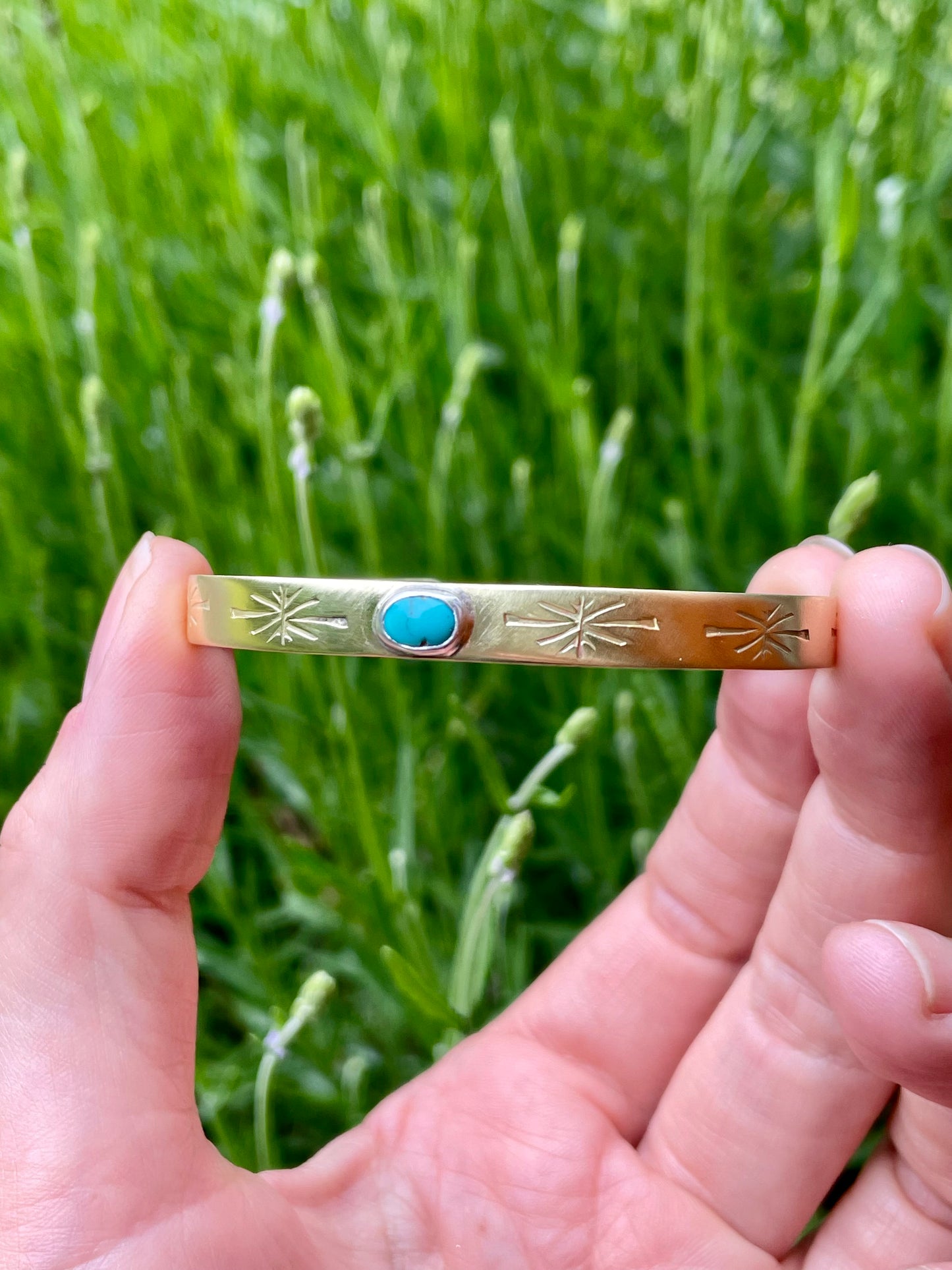 Turquoise Brass Cuff 1