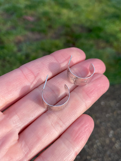 Hand stamped Sterling Hoops 1