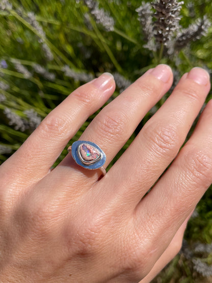 Recycled Mexican Fire Opal Ring size 7