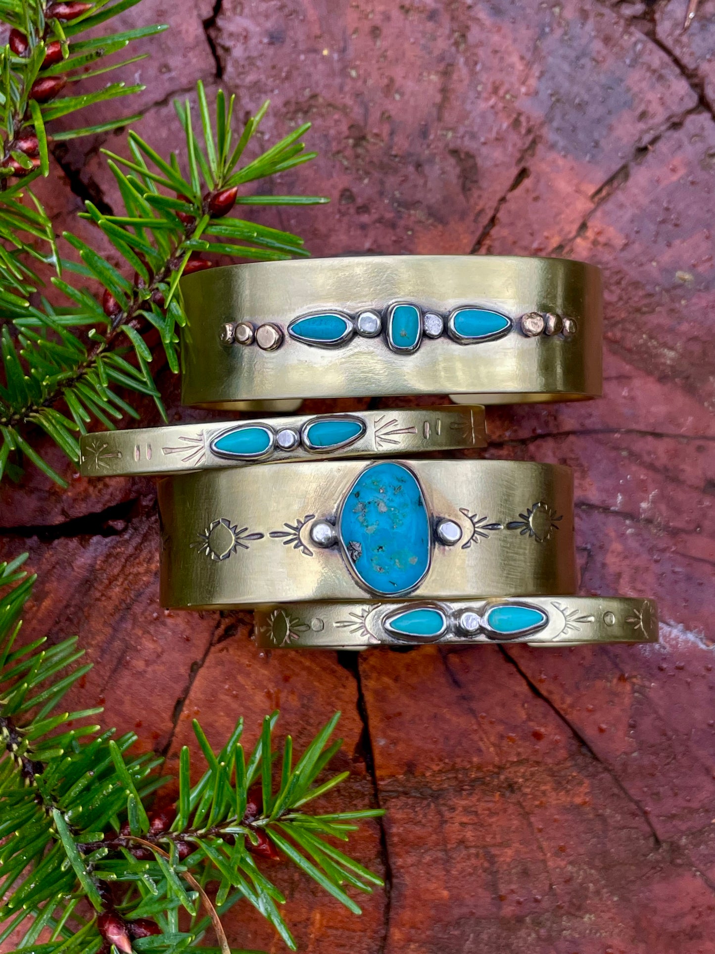 Heavy gauge Turquoise Brass Cuff