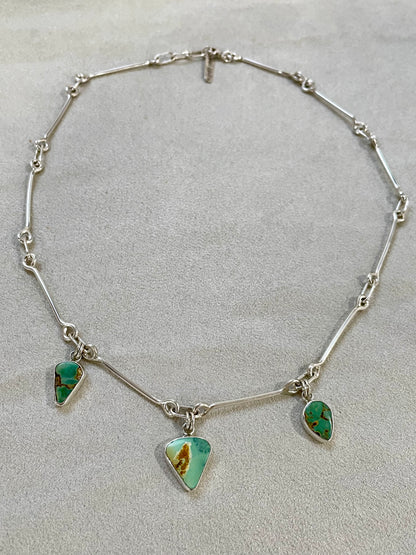 Handcrafted chain with three Variscite 1