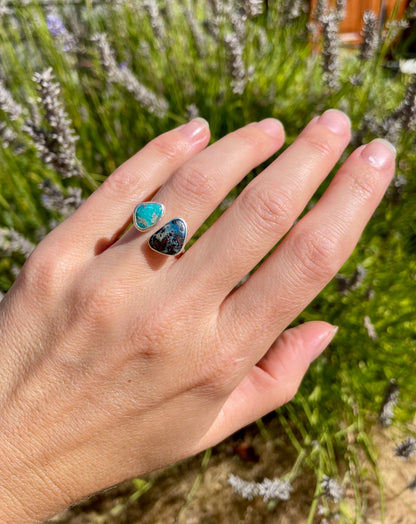 Turquoise and Boulder Opal split ring size 8-9