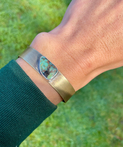 Wide Variscite Brass Cuff 1