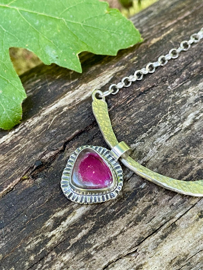Watermelon Tourmaline Bar Necklace
