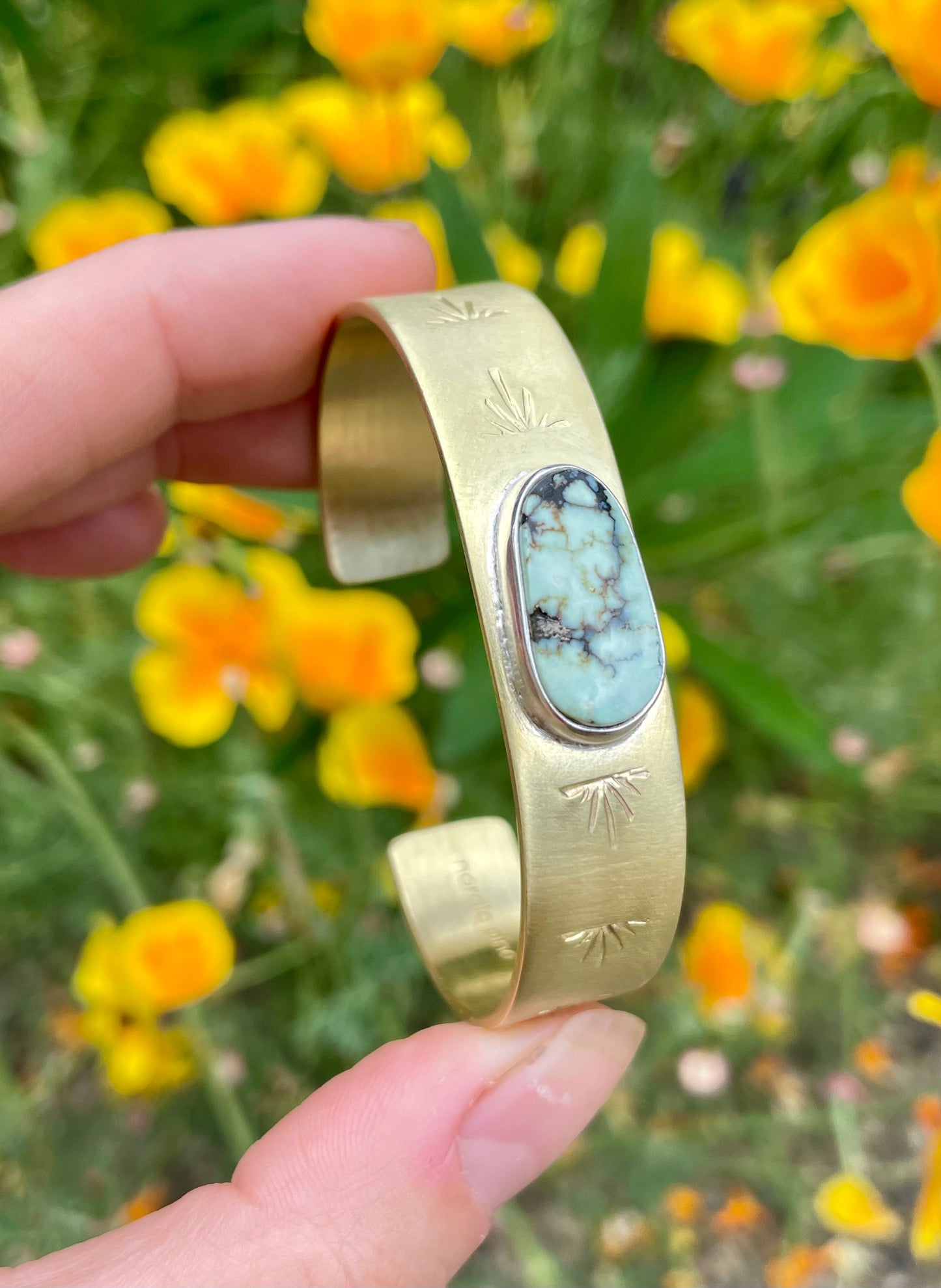 Stamped Brass Cuff with Varicsite