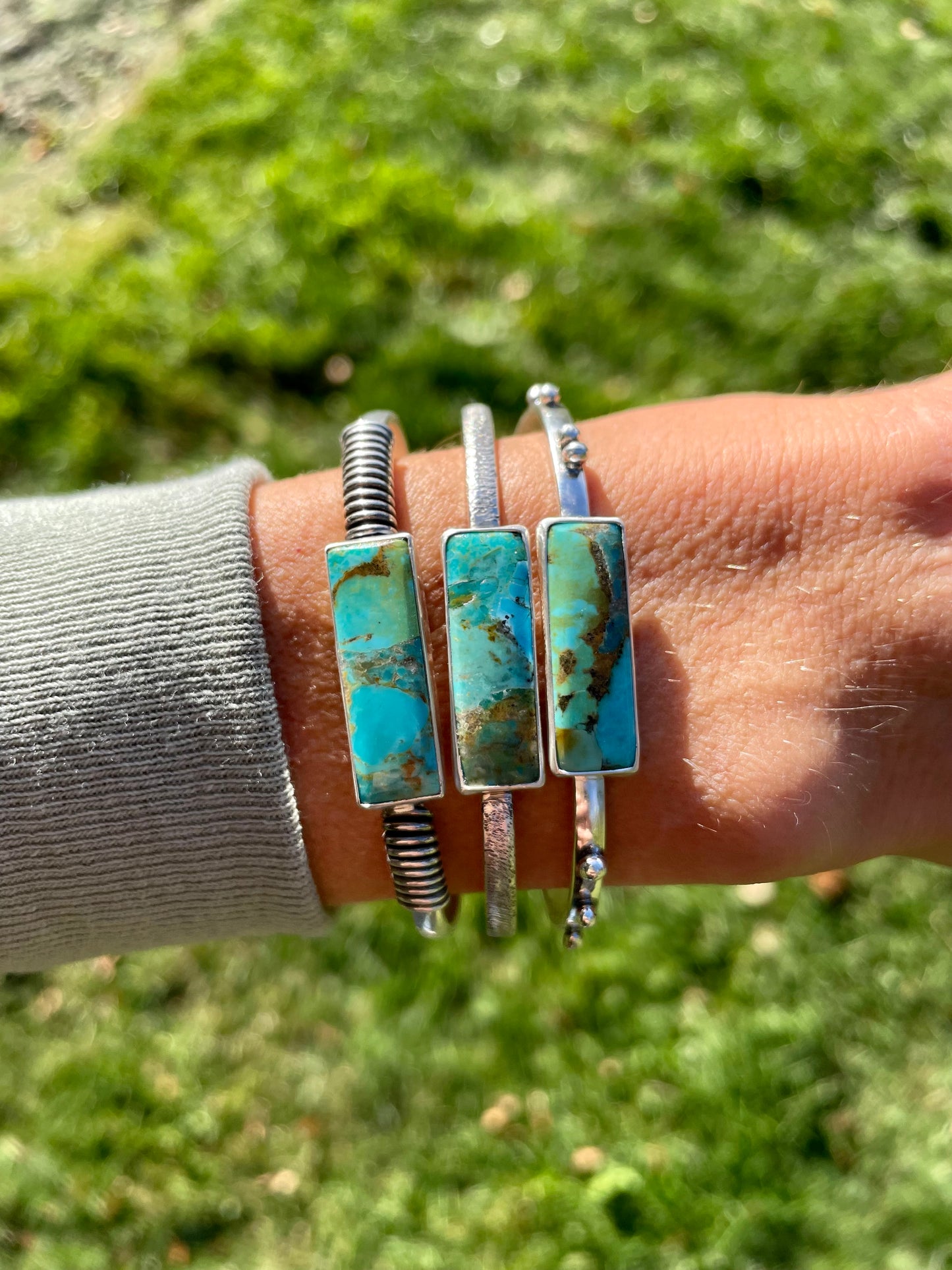 Turquoise Stone Cuff in Silver