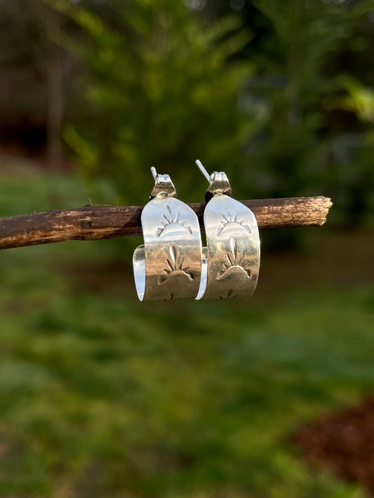 Hand stamped Sterling Hoops 1