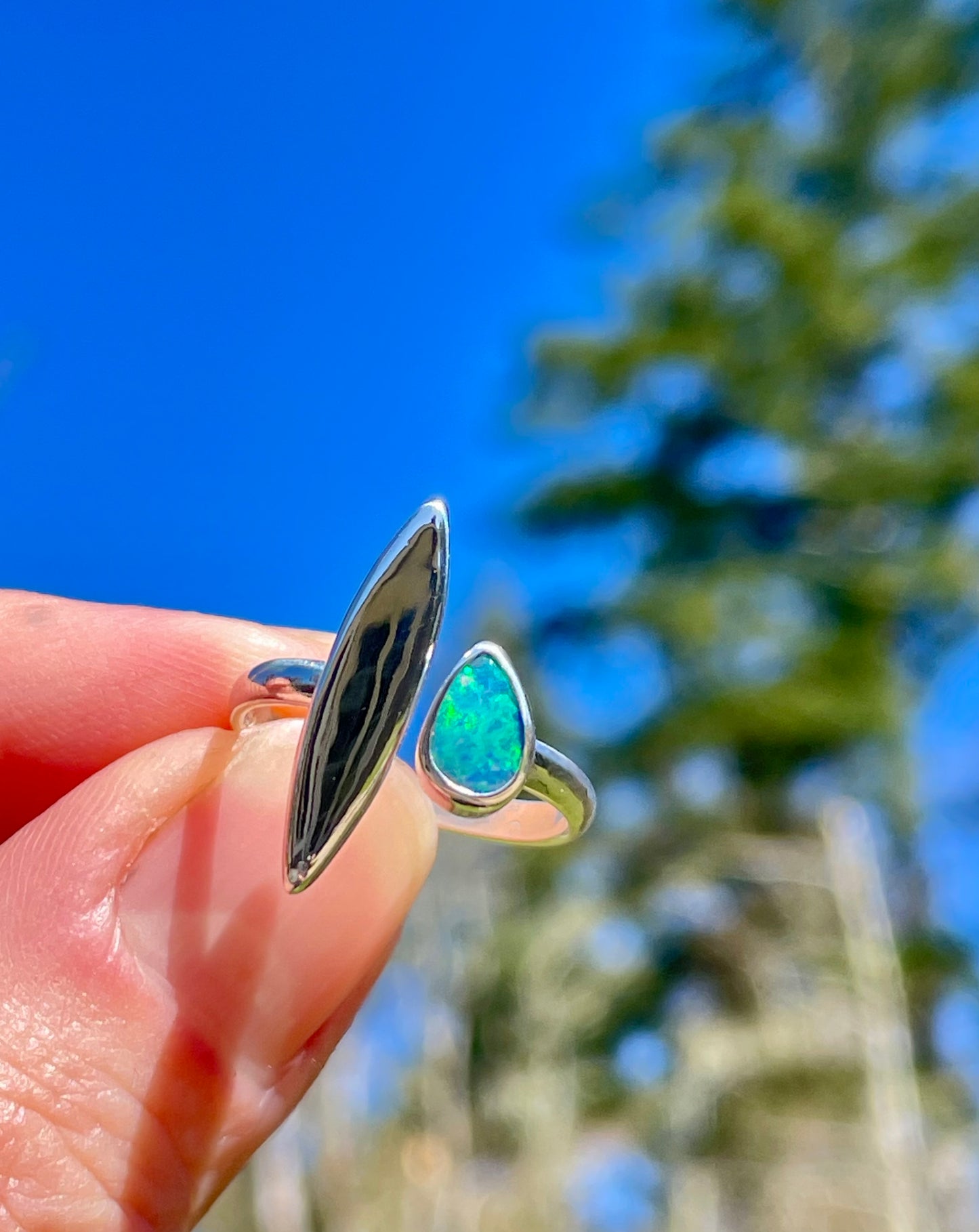 Australian Opal split Ring size 7-8.5