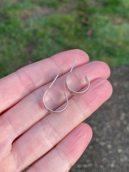 Hand stamped Sterling Hoops 3