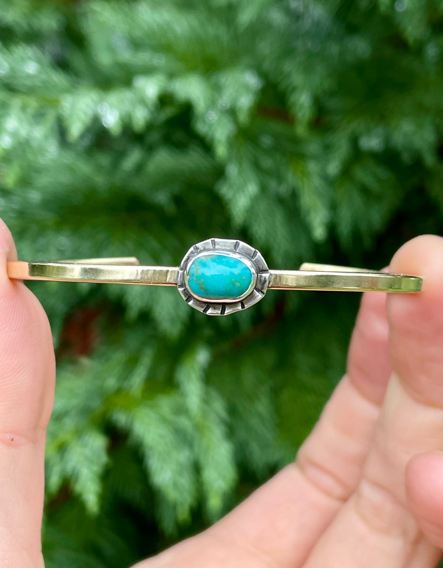 Mixed metal Turquoise Cuff 4