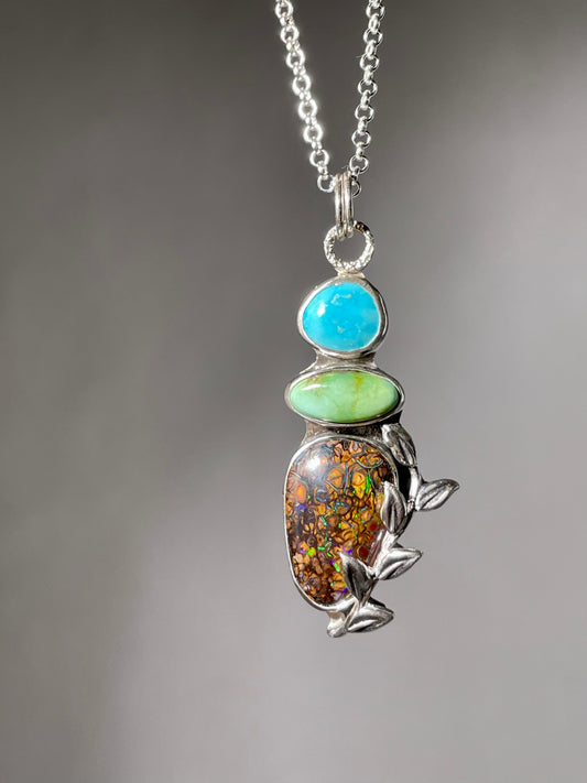Botanical Opal and Turquoise Necklace *New