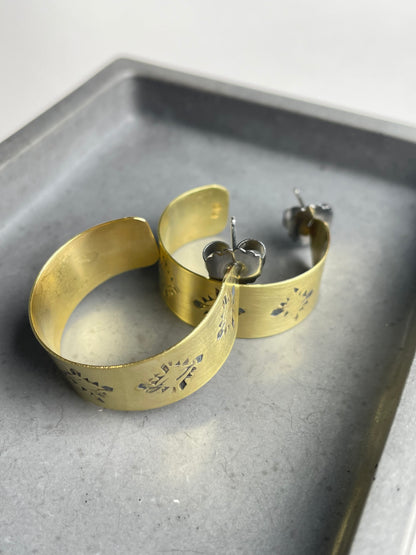 Hand stamped Brass Hoops 4