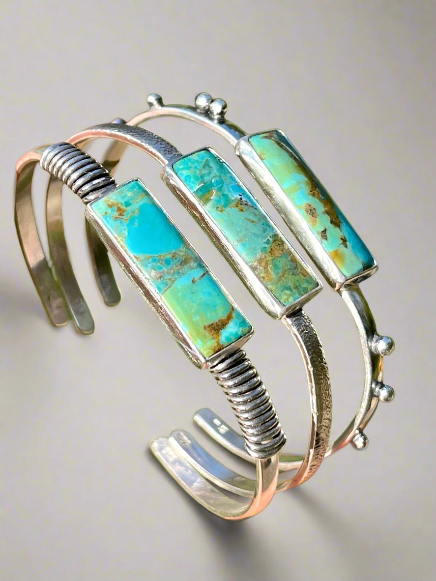 Turquoise Stone Cuff in Silver