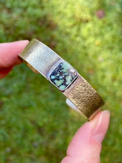 Wide Variscite Brass Cuff 2