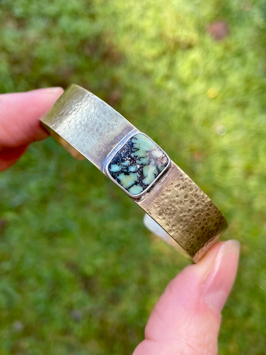 Wide Variscite Brass Cuff 2