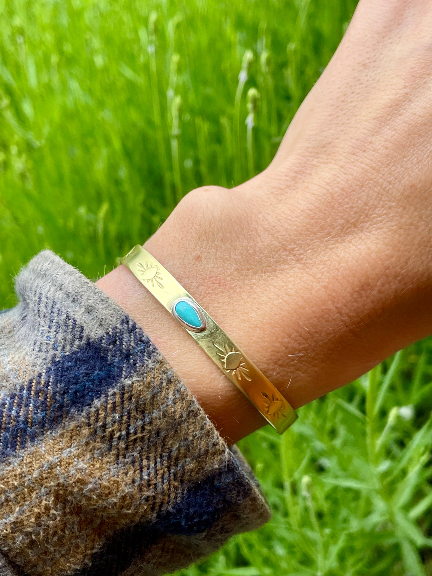 Turquoise Brass Cuff 2
