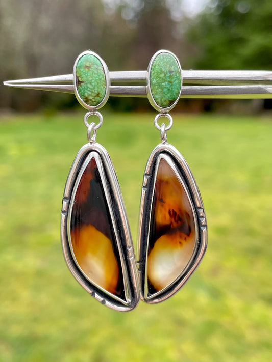 Montana Agate and Sonoran Gold Earrings
