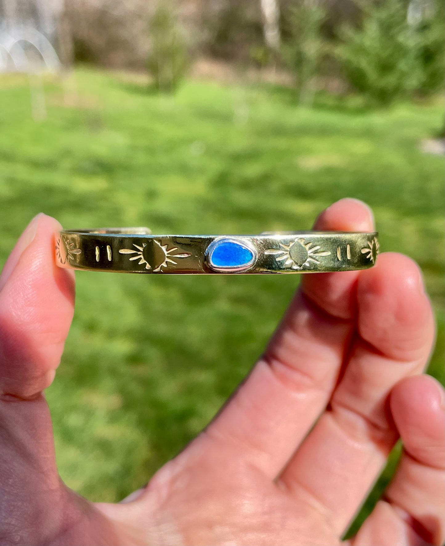 Australian Opal Brass Cuff 1