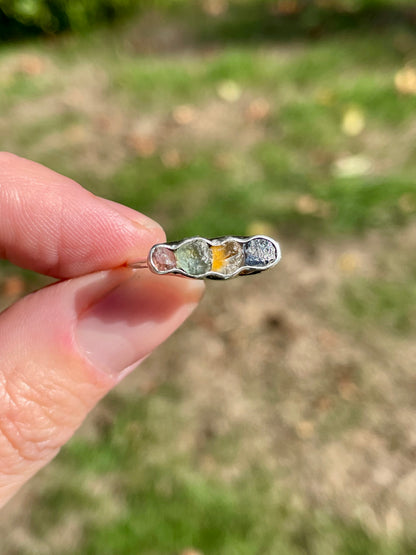 Raw Montana Sapphire Rainbow Ring Size 7.75