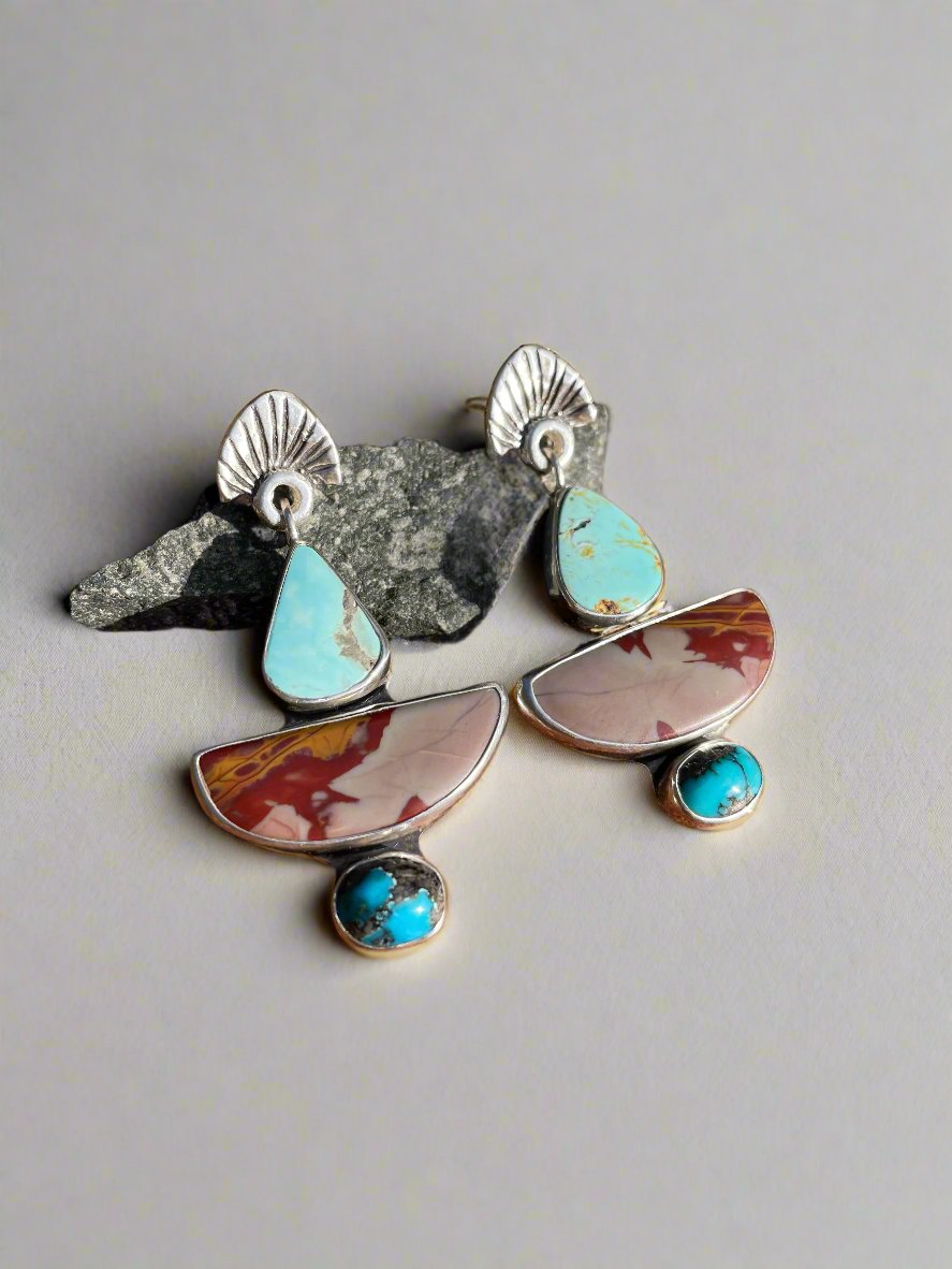 Turquoise and Jasper Earrings