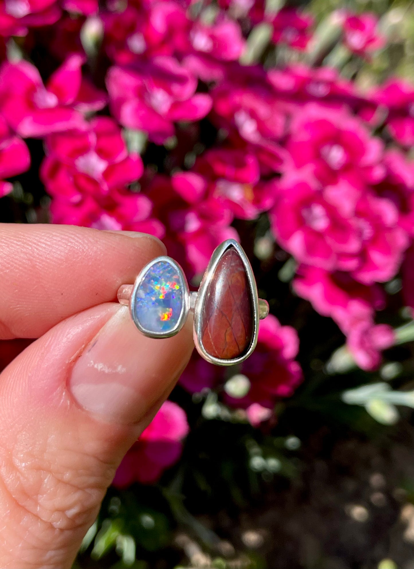 Opal and Jasper split ring size 6.5-7.5