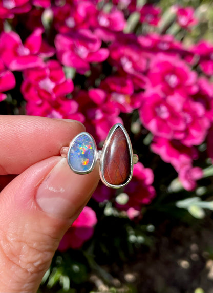 Opal and Jasper split ring size 6.5-7.5