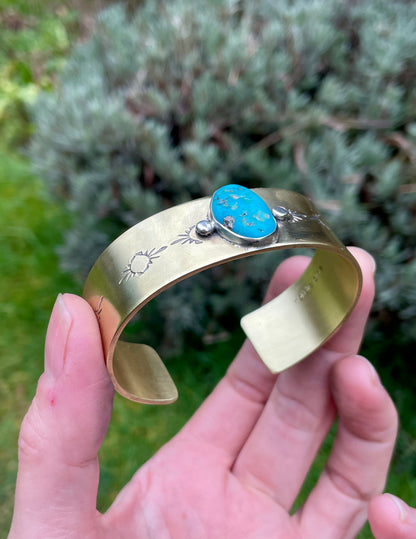 Heavy gauge Turquoise Brass Cuff