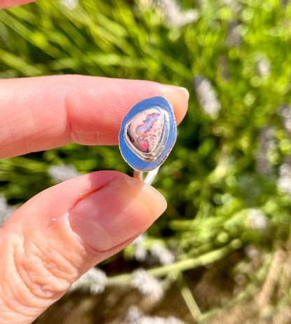 Recycled Mexican Fire Opal Ring size 7