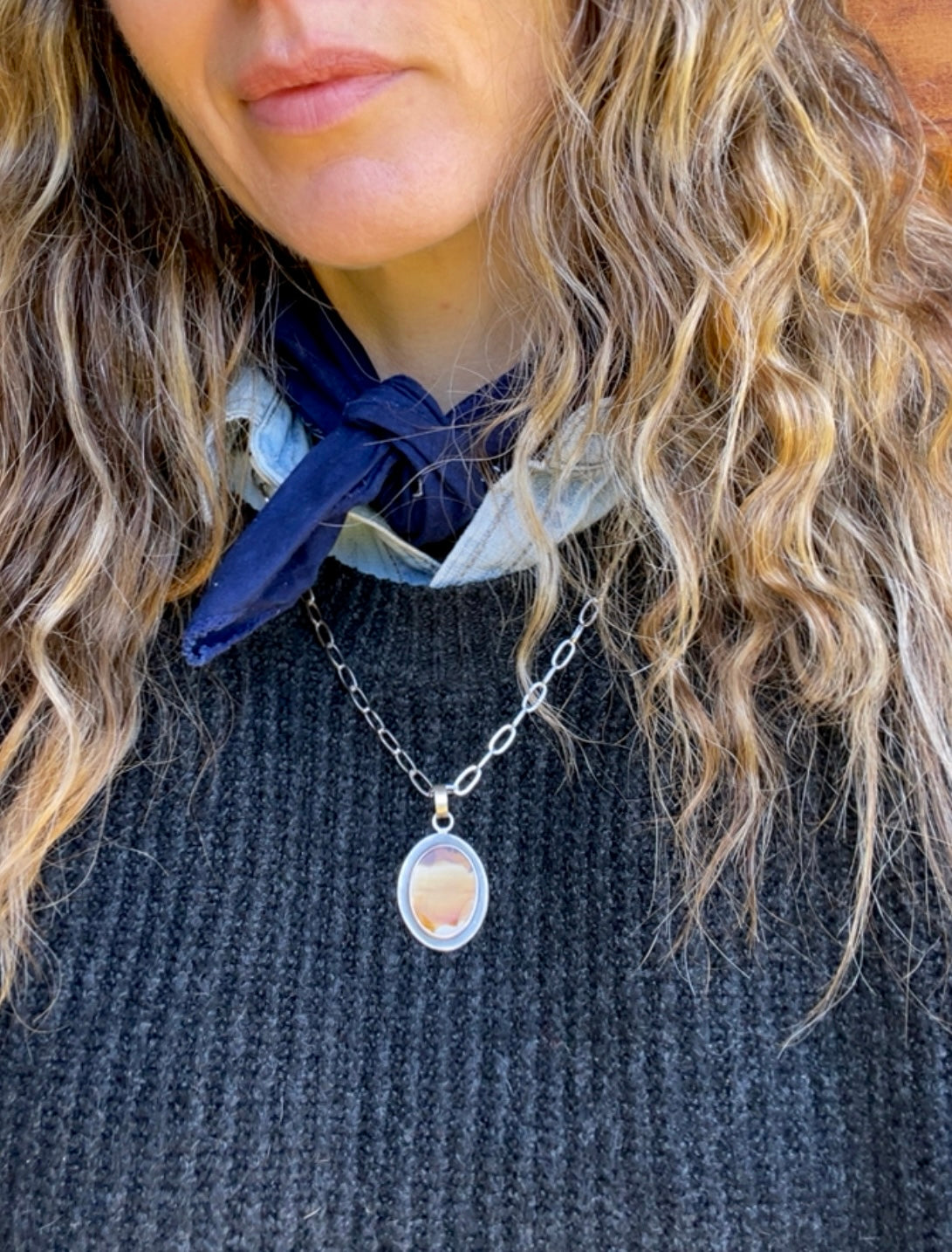 Reversible Montana Agate Pendant 2