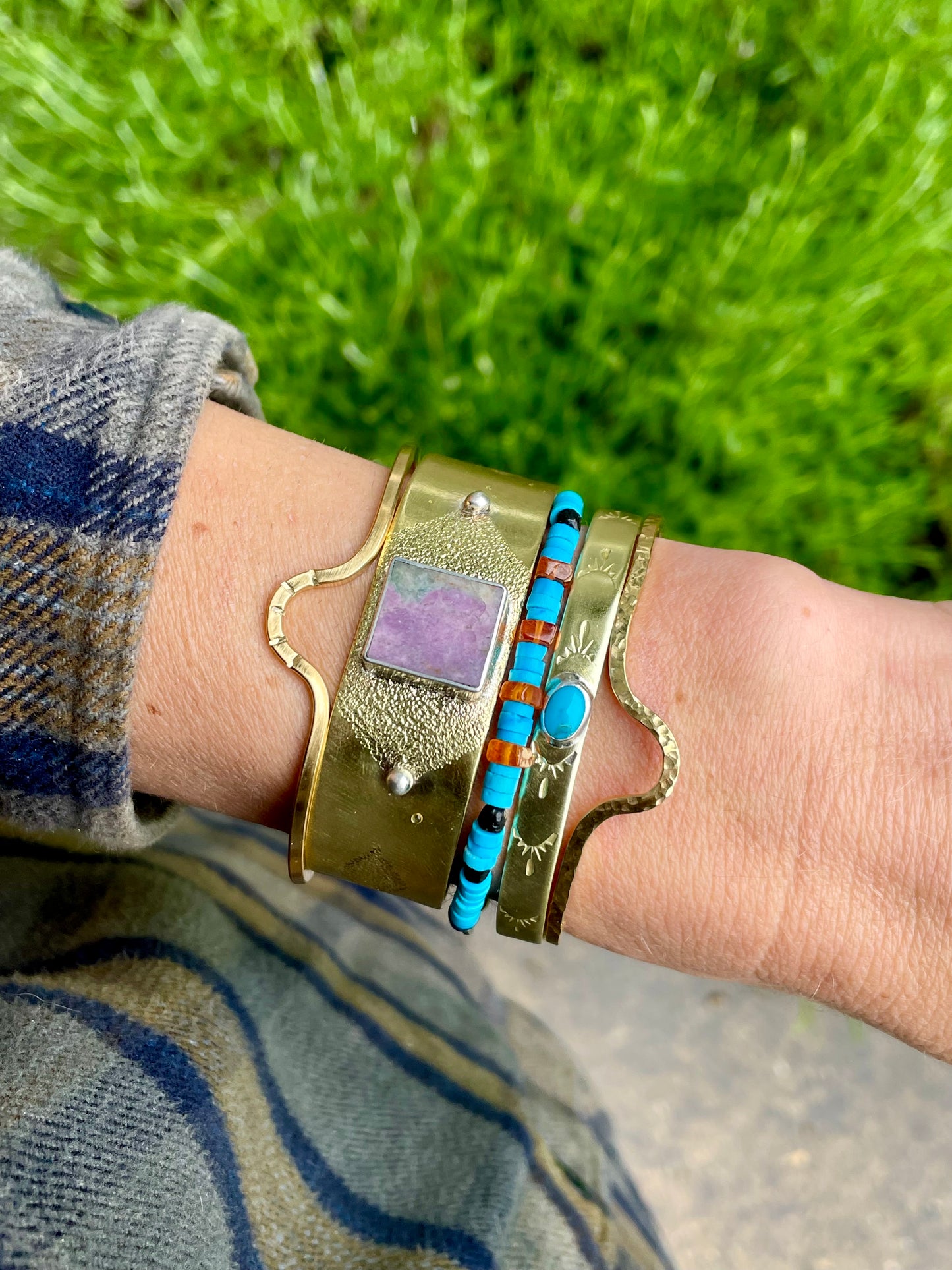 Turquoise Brass Cuff 2