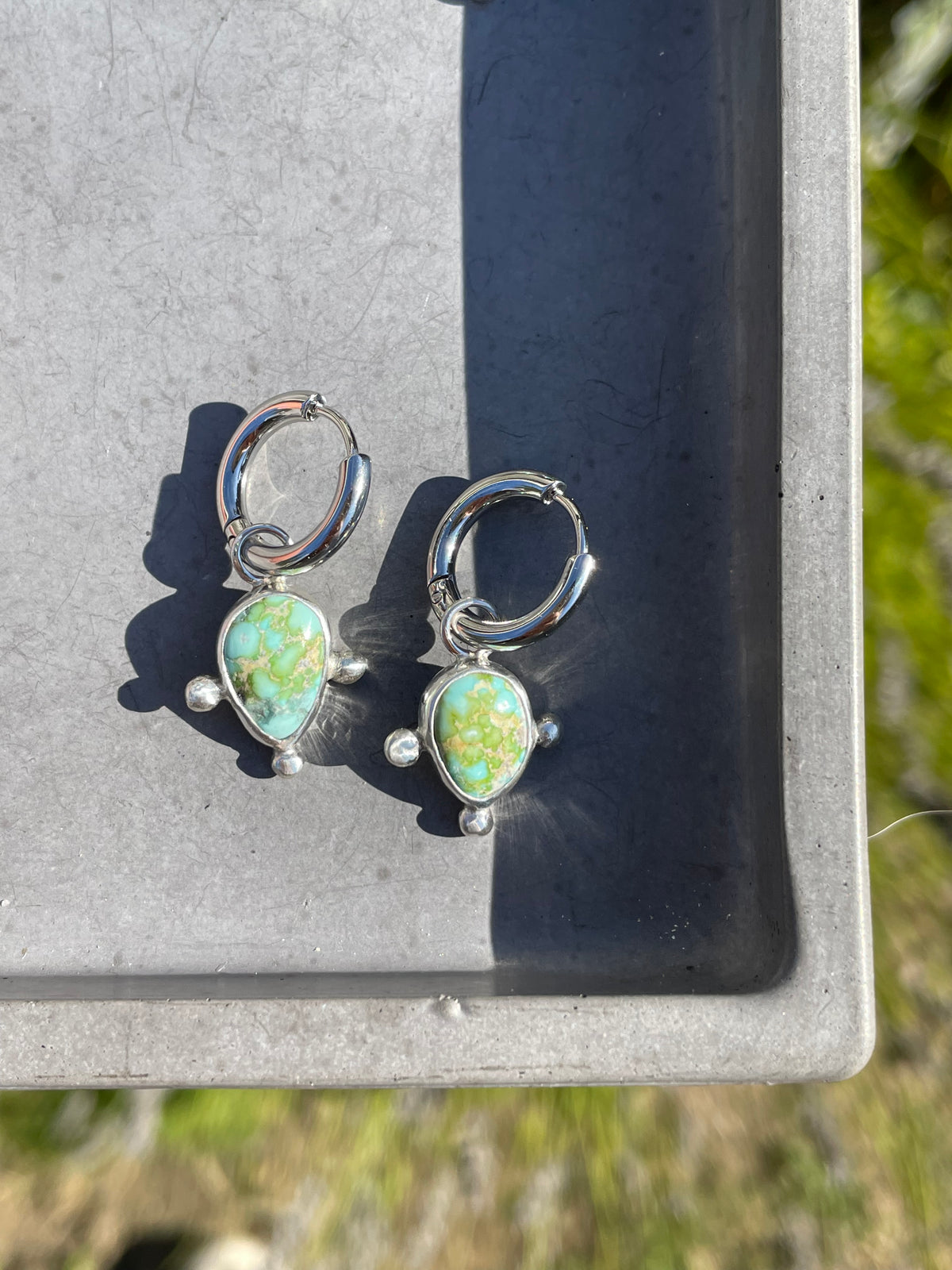 Sonoran Gold Turquoise Huggie Hoop Earrings