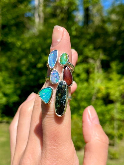 Opal and Jasper split ring size 6.5-7.5