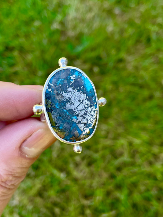 Turquoise compass Ring Size 8.5