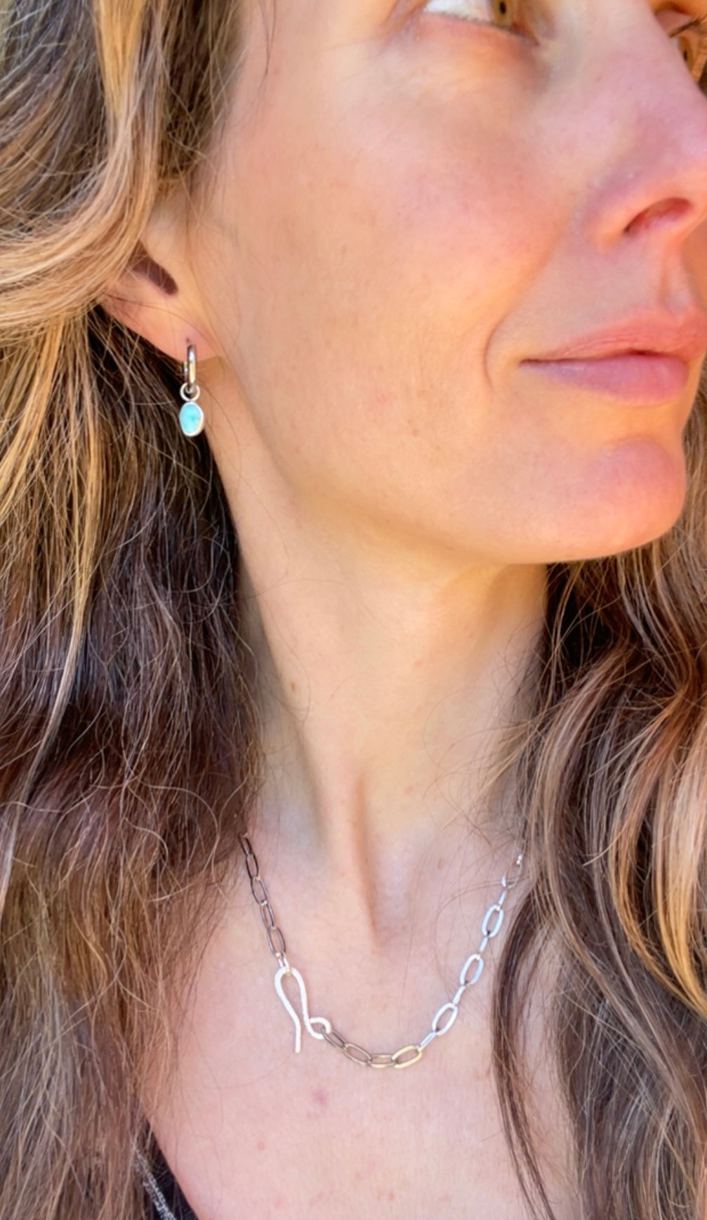 Whitewater Turquoise Huggie Hoop