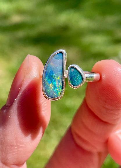 Australian Opal Split Ring Size 6.5-7.5
