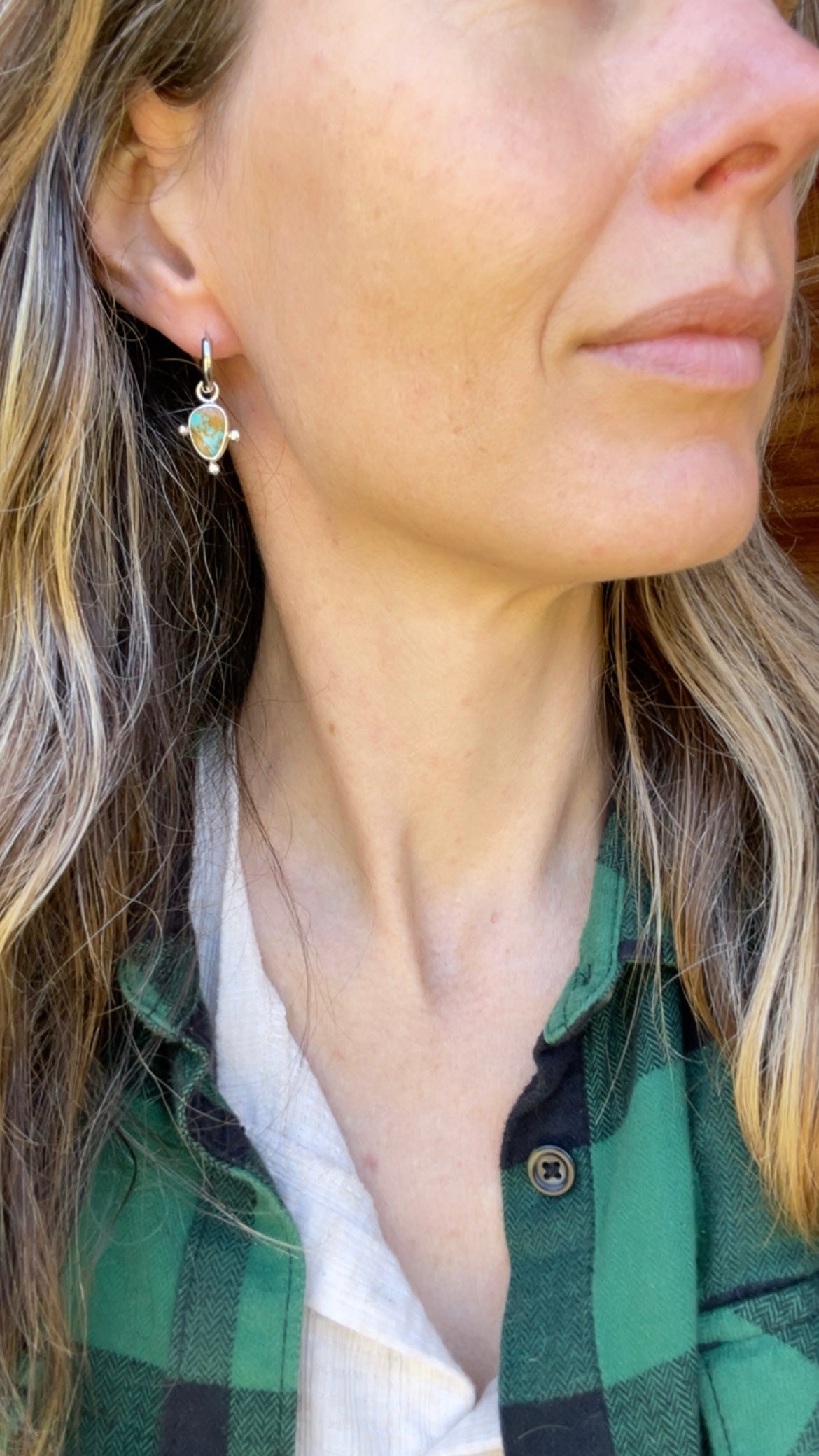 Kingman Turquoise Huggie Hoops