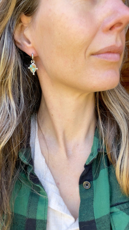Kingman Turquoise Huggie Hoops