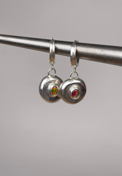 Mexican Fire Opal Huggie Hoop Earrings