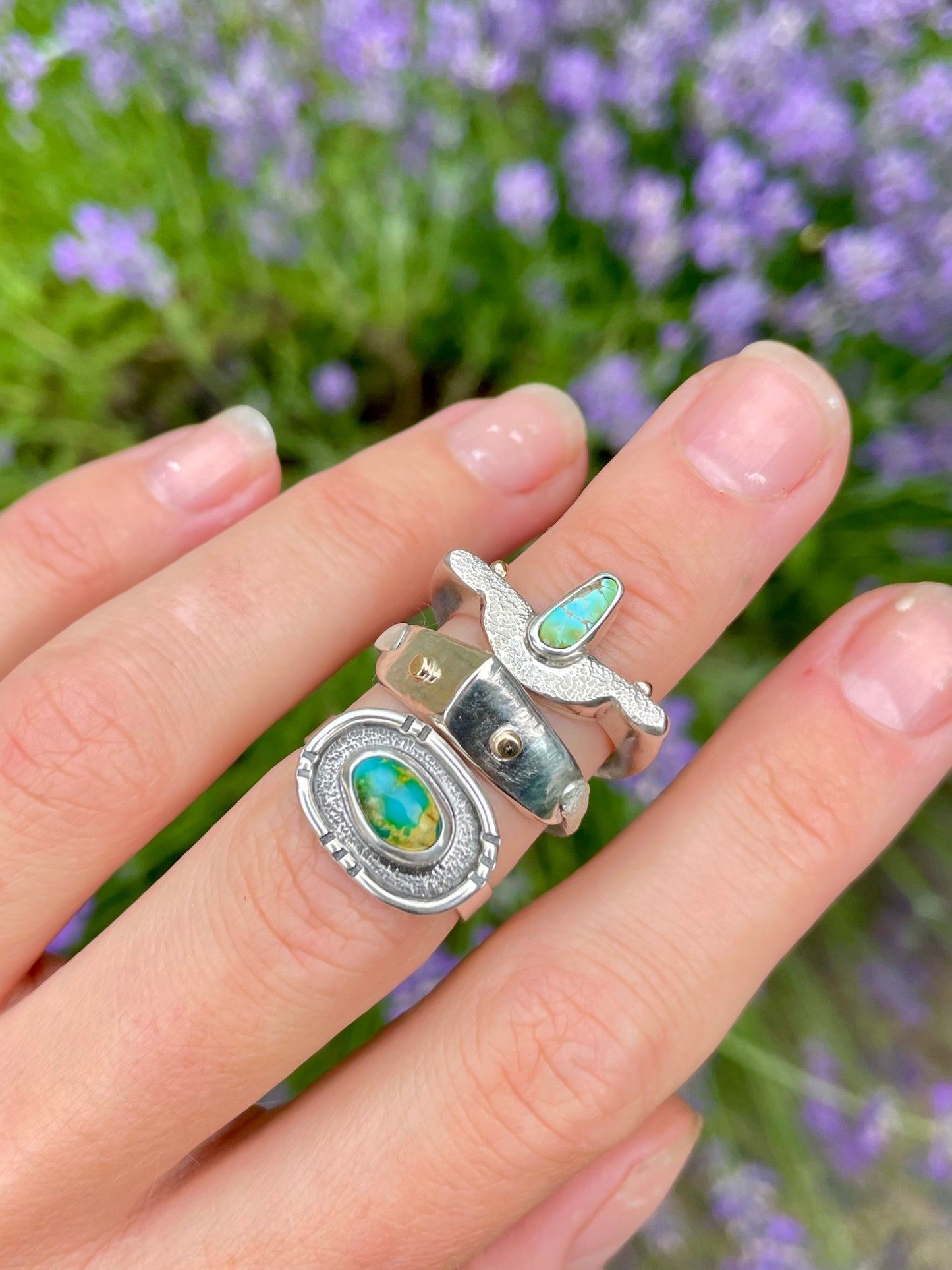 Sterling Silver and Gold detailed ring size 8