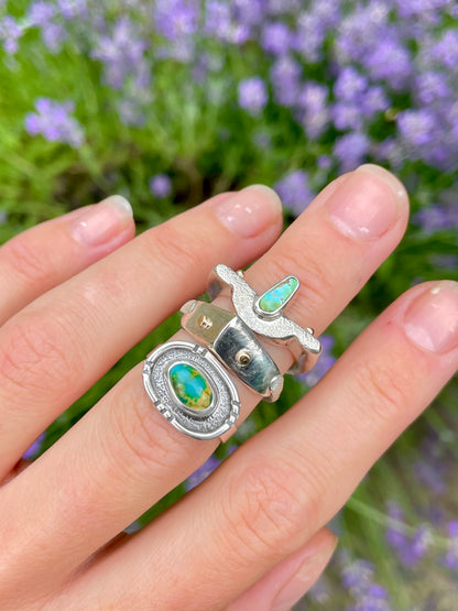 Sterling Silver and Gold detailed ring size 8