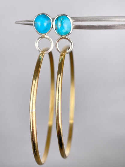 Sterling Stone Studs with Brass Hoops