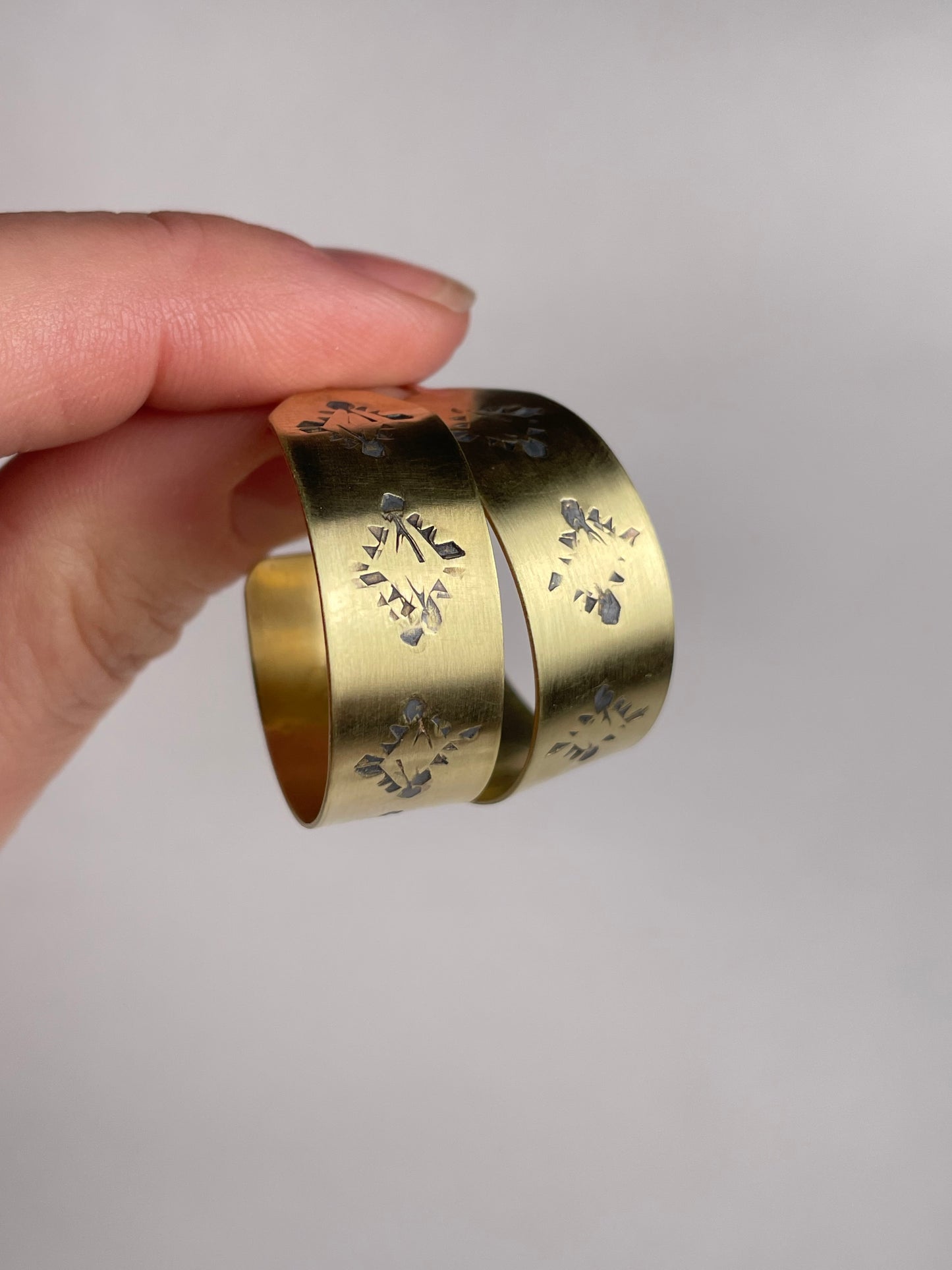Hand stamped Brass Hoops 4